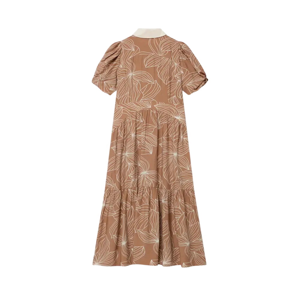 Mint Velvet Brown Floral Print Maxi Shirt Dress